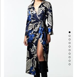 Zara Blue Printed Shirt Dress Size S